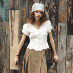 LENINA LILI v-neck embroidery blouse_IVORY