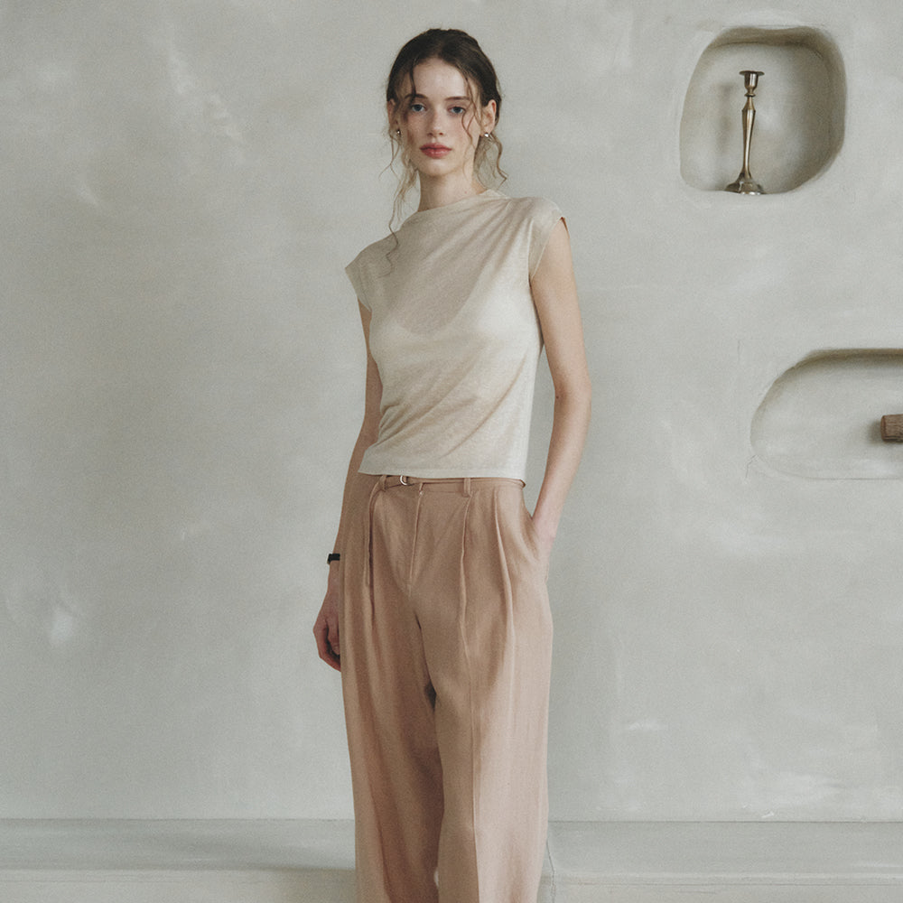 LENINA MARGARET half turtleneck T-shirt_BEIGE