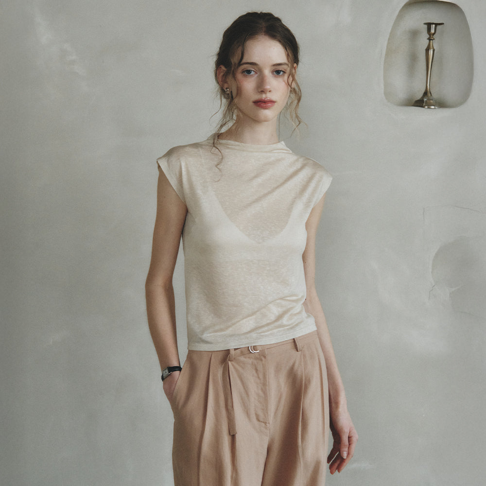 LENINA MARGARET half turtleneck T-shirt_BEIGE