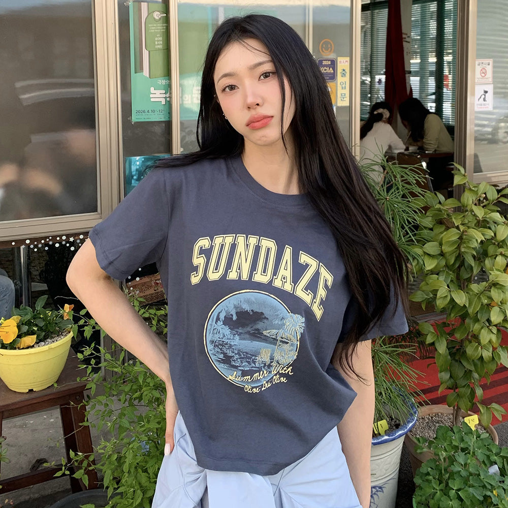 OLIVE DES OLIVE [Ryeong-eun PICK] Sundays semi-crop short sleeve t-shirt OW6ME5520