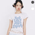 YOUHEE [3 COLORS] CHECK APPLIQUE LETTERING T-SHIRTS