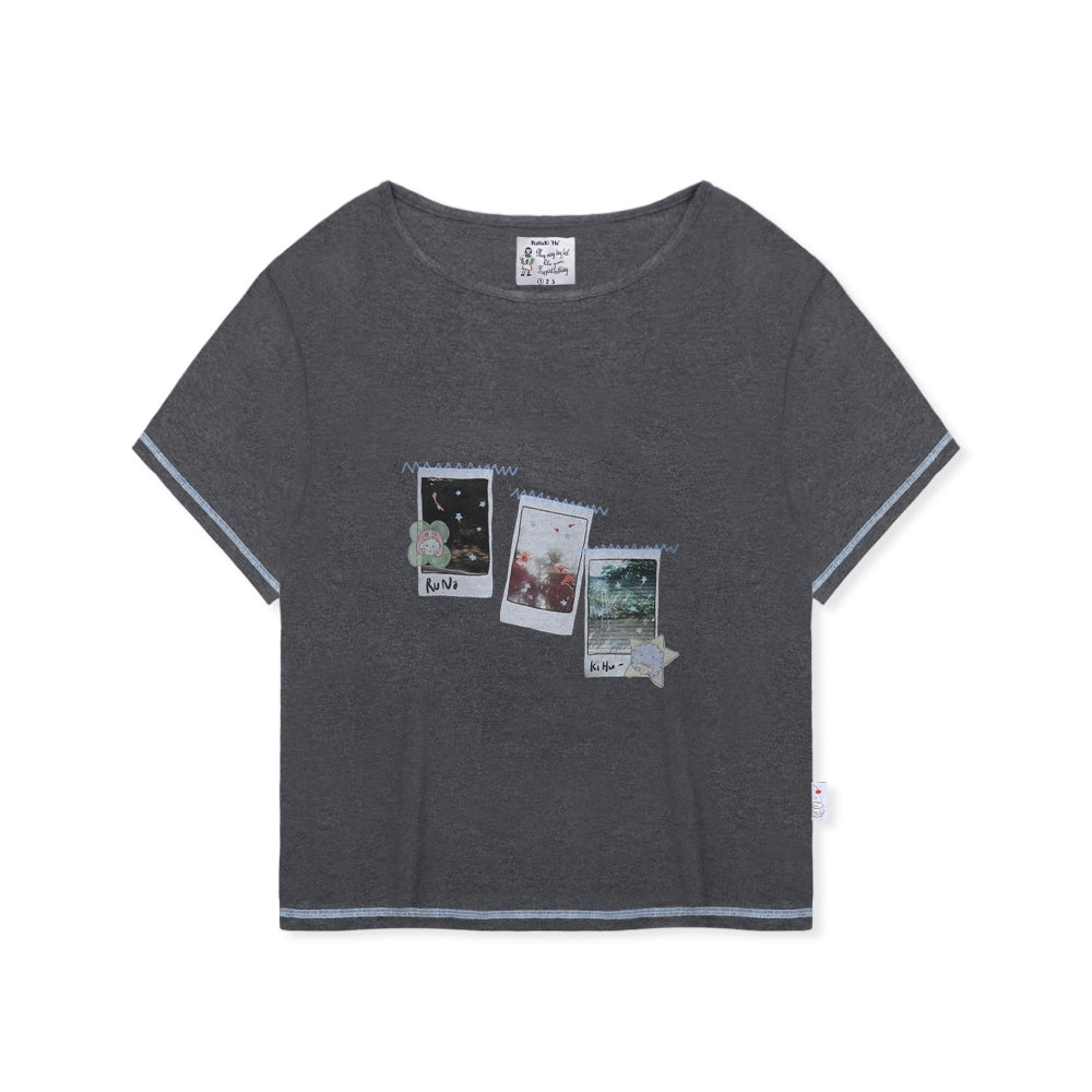 RuNaKiHu WXT089 Tsuzuri One Shoulder T-Shirt (CHARCOAL)