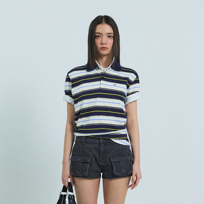 26SS CARELL STRIPE PIQUE SHIRT (NAVY)