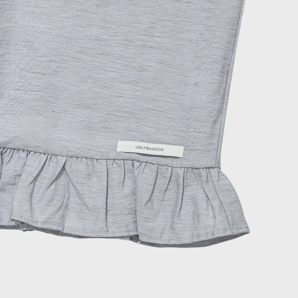 uglyshadow HIGH-NECK FRILL SLEEVELESS(LIGHT GREY)