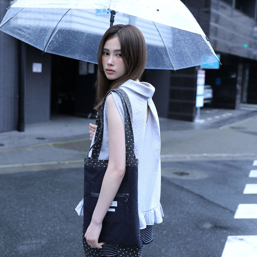 uglyshadow HIGH-NECK FRILL SLEEVELESS(LIGHT GREY)