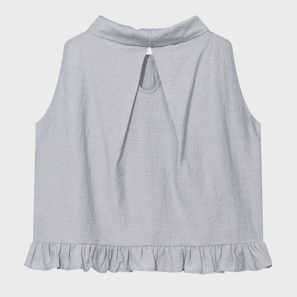 uglyshadow HIGH-NECK FRILL SLEEVELESS(LIGHT GREY)