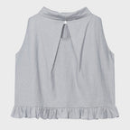 uglyshadow HIGH-NECK FRILL SLEEVELESS(LIGHT GREY)