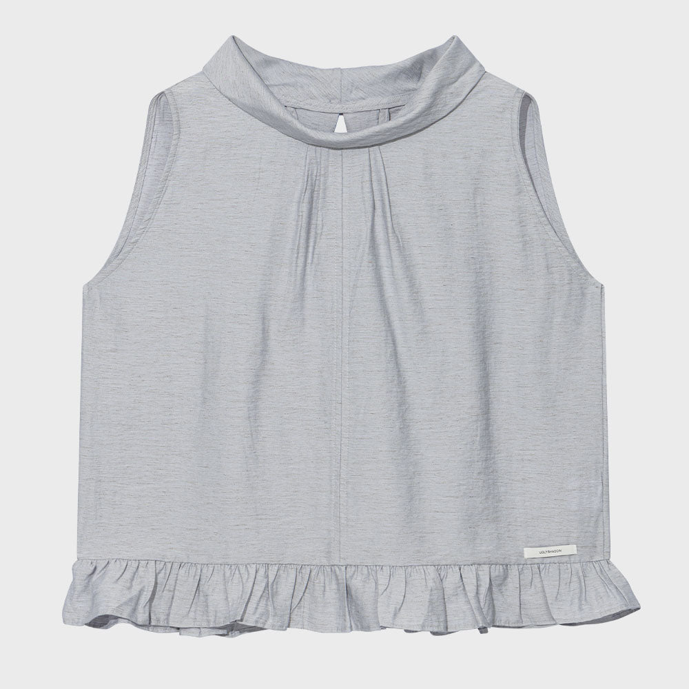 uglyshadow HIGH-NECK FRILL SLEEVELESS(LIGHT GREY)
