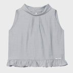 uglyshadow HIGH-NECK FRILL SLEEVELESS(LIGHT GREY)