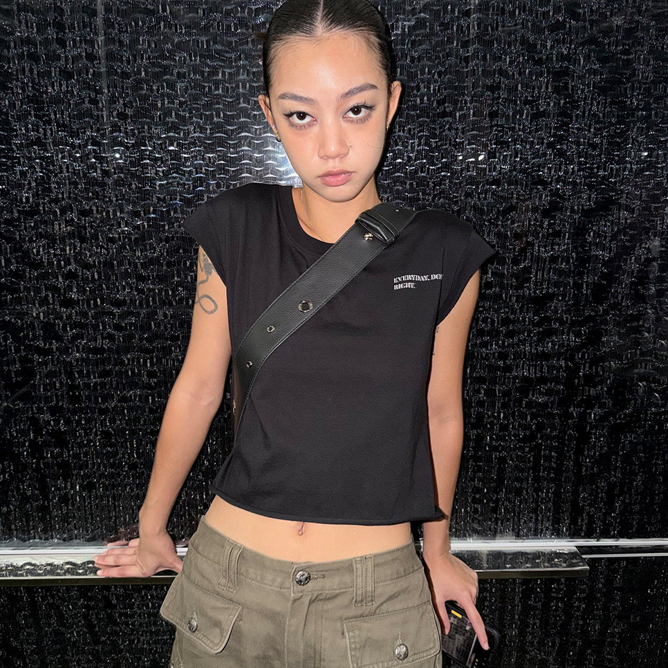 YEEL Y. CAP SLEEVE T-SHIRT BLACK