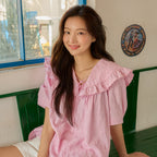 OLIVE DES OLIVE Ruffle collar embroidery blouse OW5XB4160