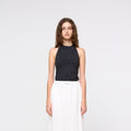 AMOMENTO Jersey Halter Neck Top, Charcoal
