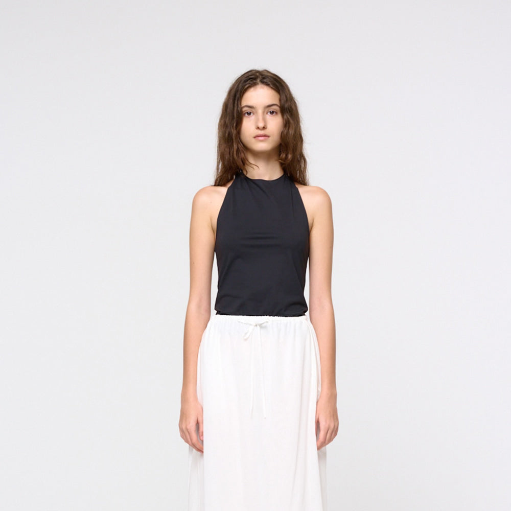 AMOMENTO Jersey Halter Neck Top, Charcoal