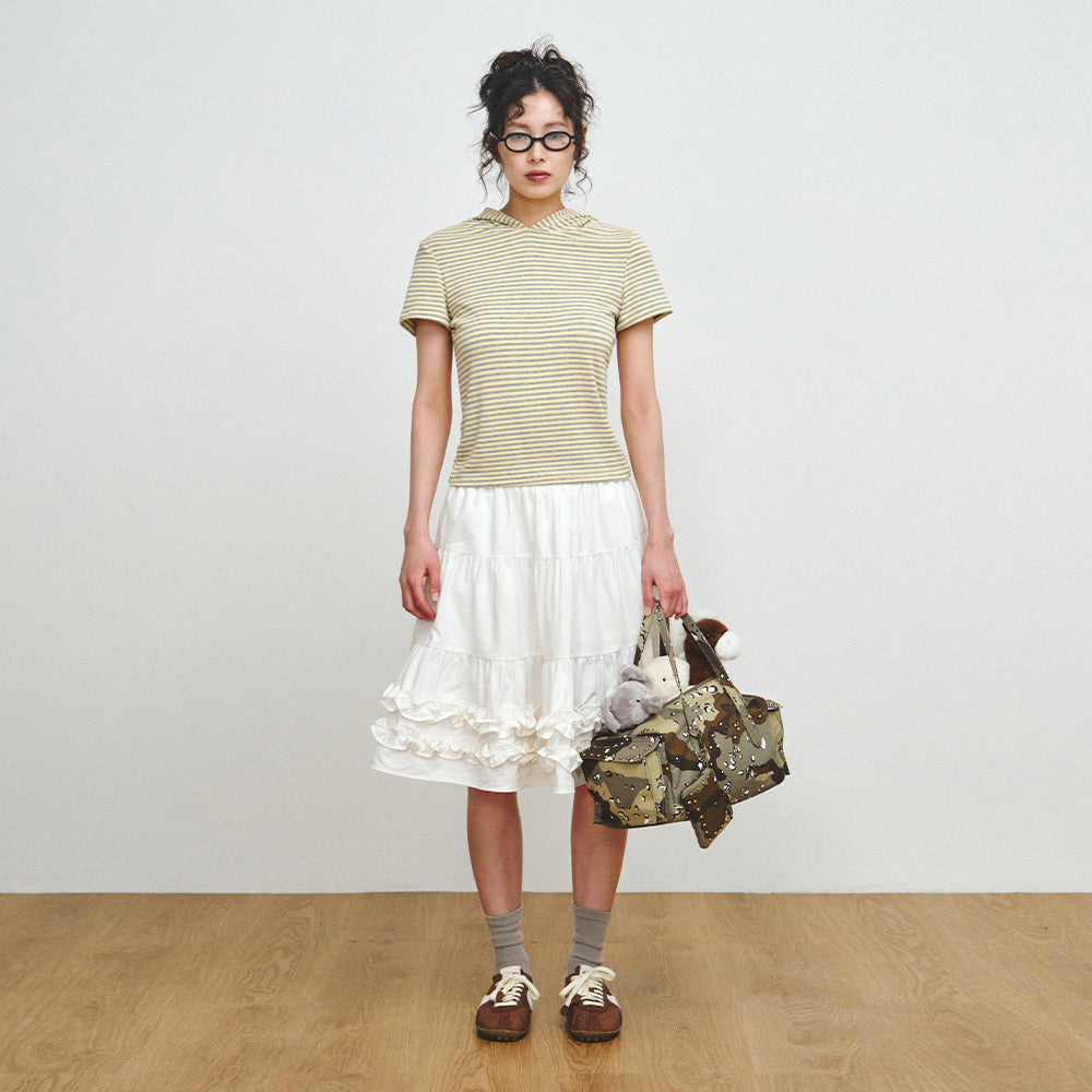 PLZPROJECT SHORT SLEEVE HOODED T-SHIRT, BUTTER