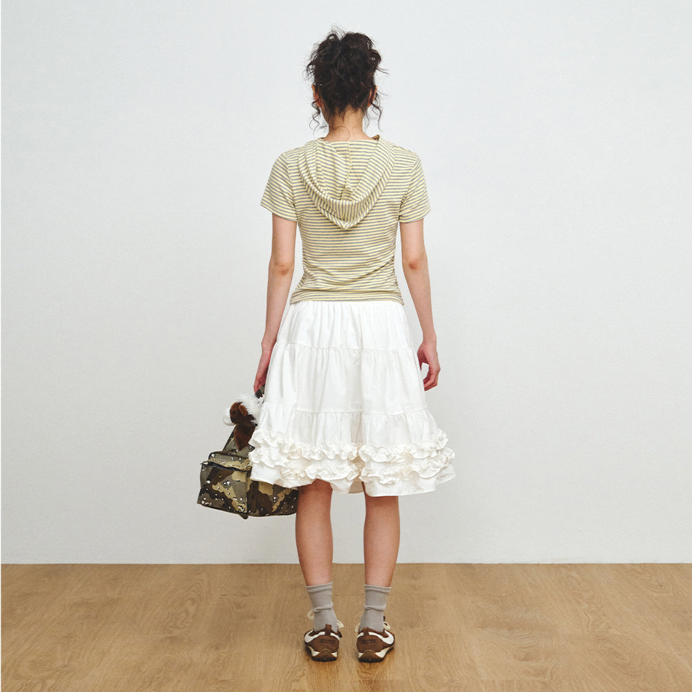PLZPROJECT SHORT SLEEVE HOODED T-SHIRT, BUTTER