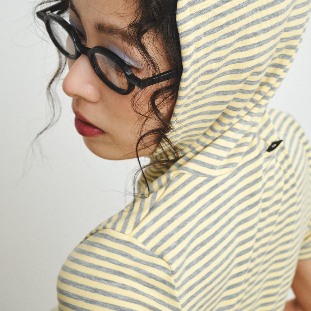 PLZPROJECT SHORT SLEEVE HOODED T-SHIRT, BUTTER