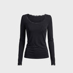 BADBLOOD w-tee26-177 Lace layered loose fit long sleeve - Black