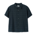 OY CHECK ROLL-UP CROP S/S SHIRTS - NAVY