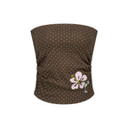 ASIFCALIE ALOHA DOT PADDED TUBE TOP BROWN