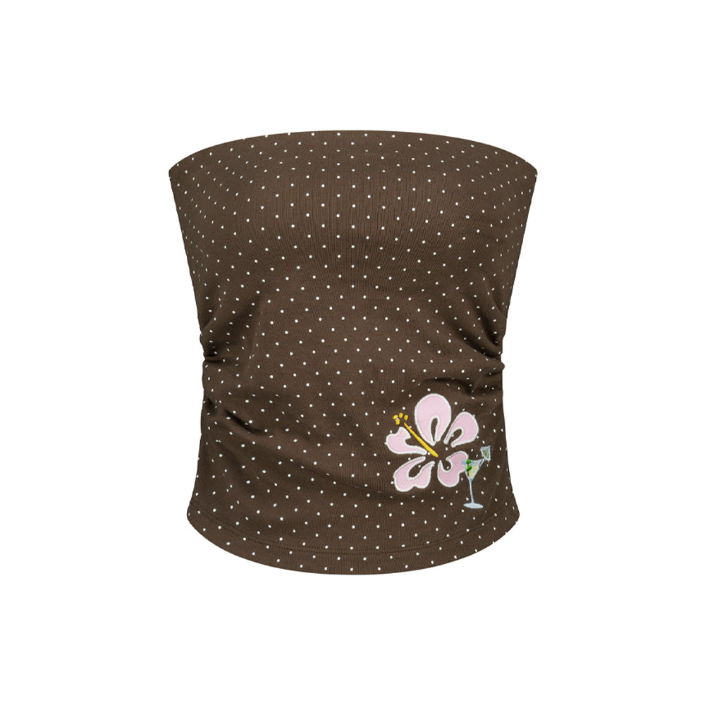 ASIFCALIE ALOHA DOT PADDED TUBE TOP BROWN
