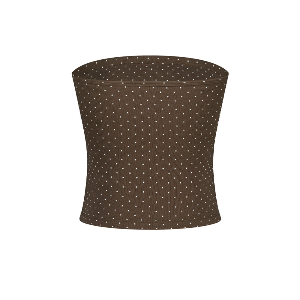 ASIFCALIE ALOHA DOT PADDED TUBE TOP BROWN