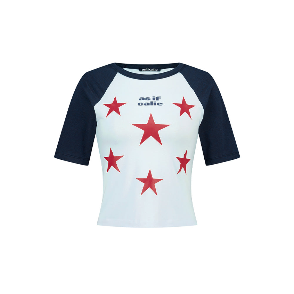ASIFCALIE [Zepan PICK 2nd] STAR RAGLAN HALF SLEEVE T-SHIRT NAVY