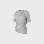 TEAK LAYERED TWIST SHORT TOP (MELANGE GREY)
