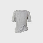 TEAK LAYERED TWIST SHORT TOP (MELANGE GREY)