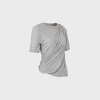 TEAK LAYERED TWIST SHORT TOP (MELANGE GREY)