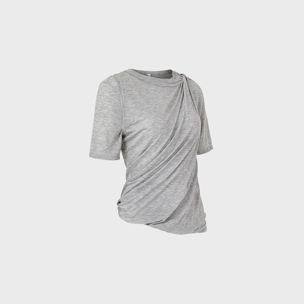 TEAK LAYERED TWIST SHORT TOP (MELANGE GREY)