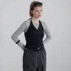 AFTERHOURS BUTTON HALTER SLEEVELESS TOP (BLACK)