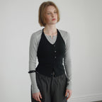 AFTERHOURS BUTTON HALTER SLEEVELESS TOP (BLACK)