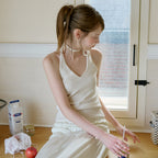 LETTER FROM MOON Pepper halterneck summerite bustier (ivory)