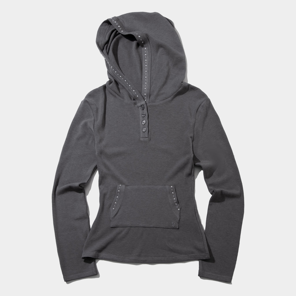 PLACE STUDIO Minimal double button slim fit layered hood long sleeve _2COLOR