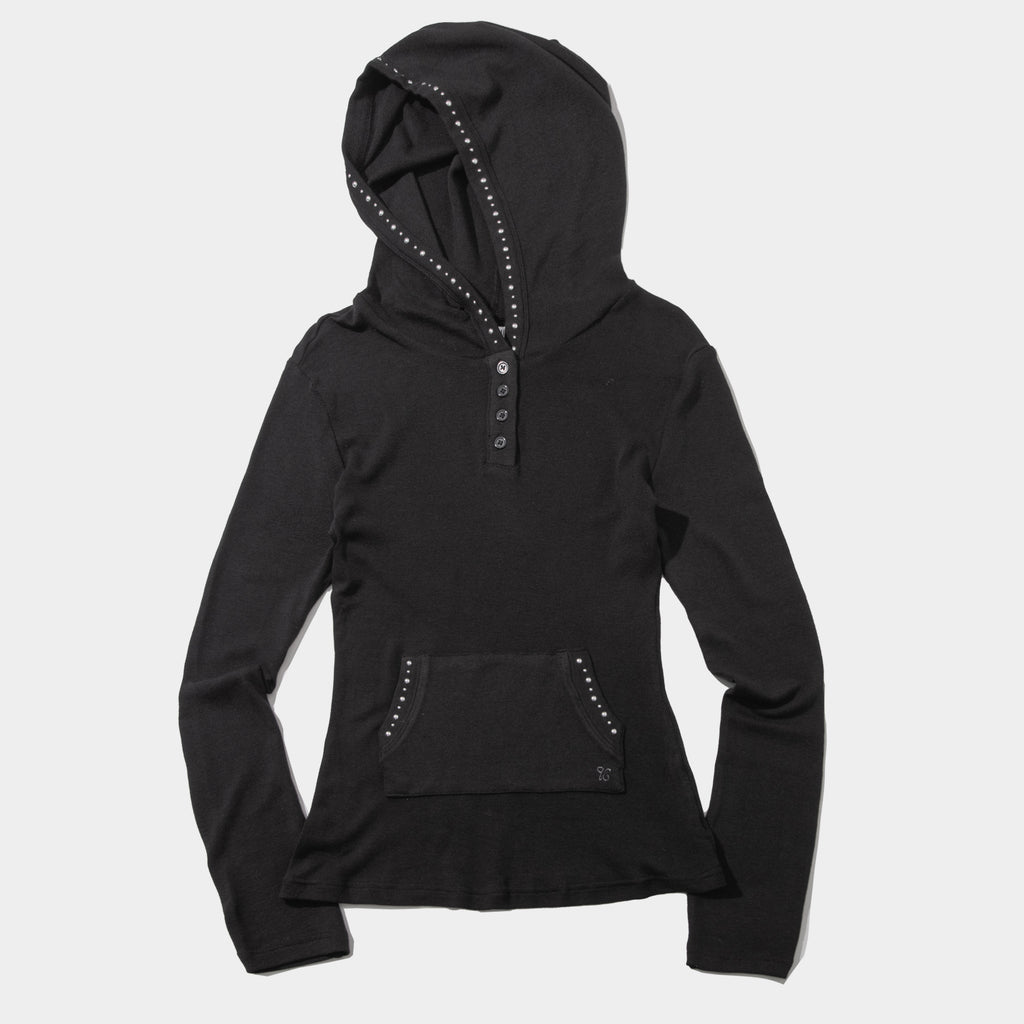 PLACE STUDIO Minimal double button slim fit layered hood long sleeve _2COLOR