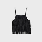 PENFIELD Satin Fringe Top Black_FS2WV80F
