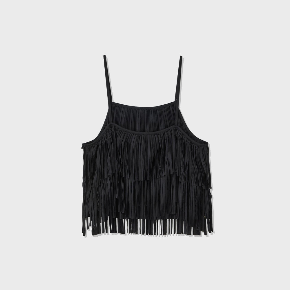 PENFIELD Satin Fringe Top Black_FS2WV80F
