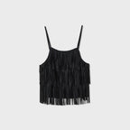 PENFIELD Satin Fringe Top Black_FS2WV80F