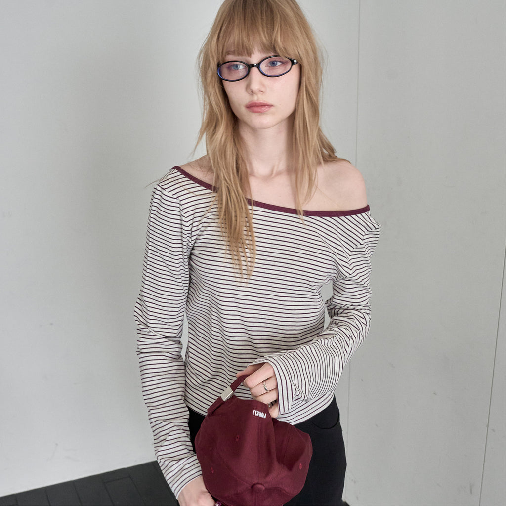 FOREU [29CM Exclusive] Summer Boat Neck T-Shirt (Wine)