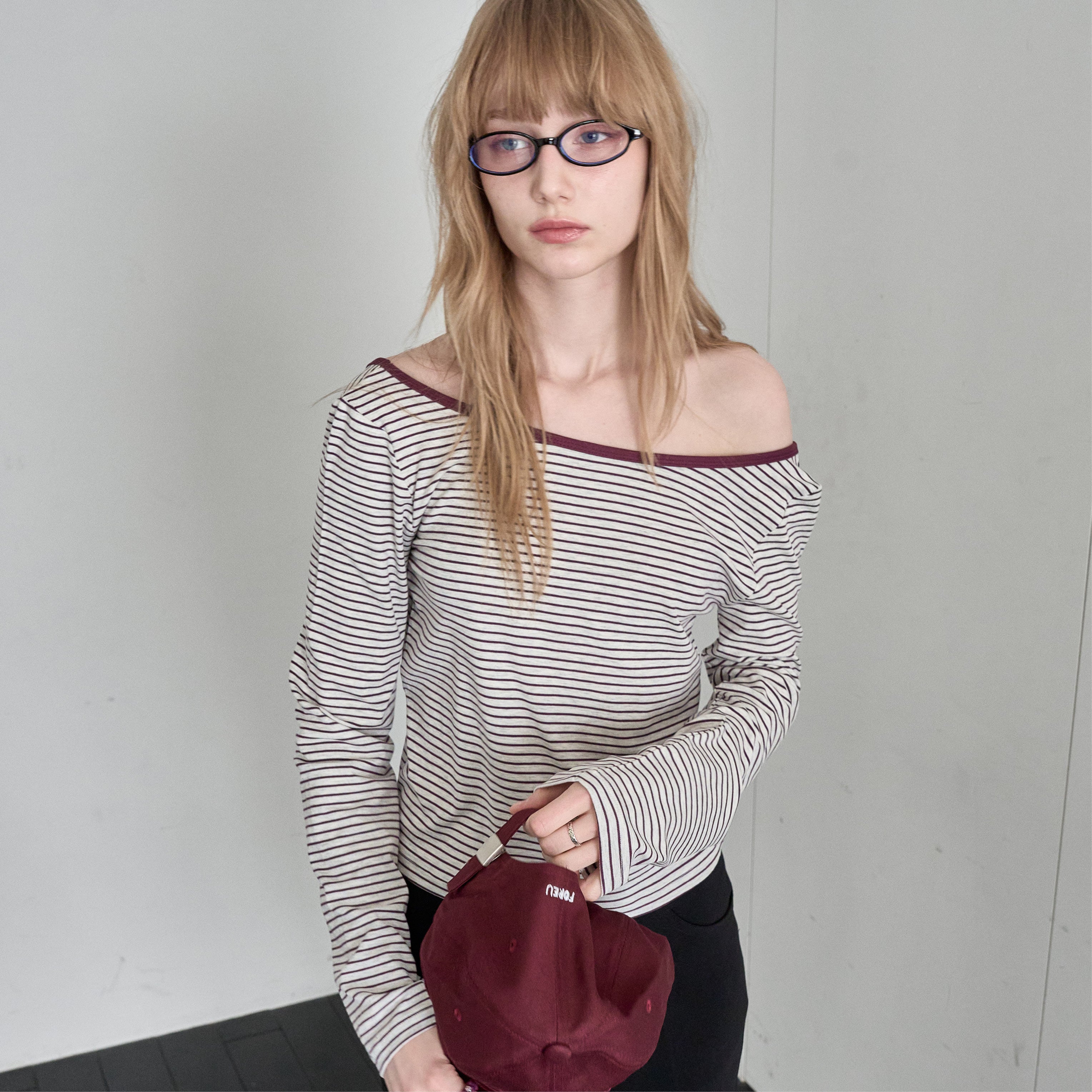FOREU [29CM Exclusive] Summer Boat Neck T-Shirt (Wine)