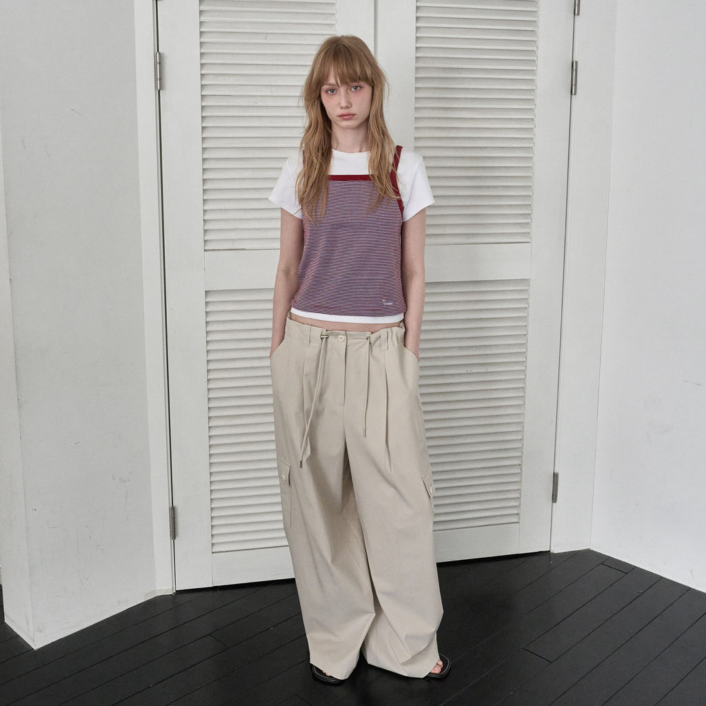 FOREU [29CM Exclusive] (1st) Cotton Stripe Sleeveless (Burgundy)