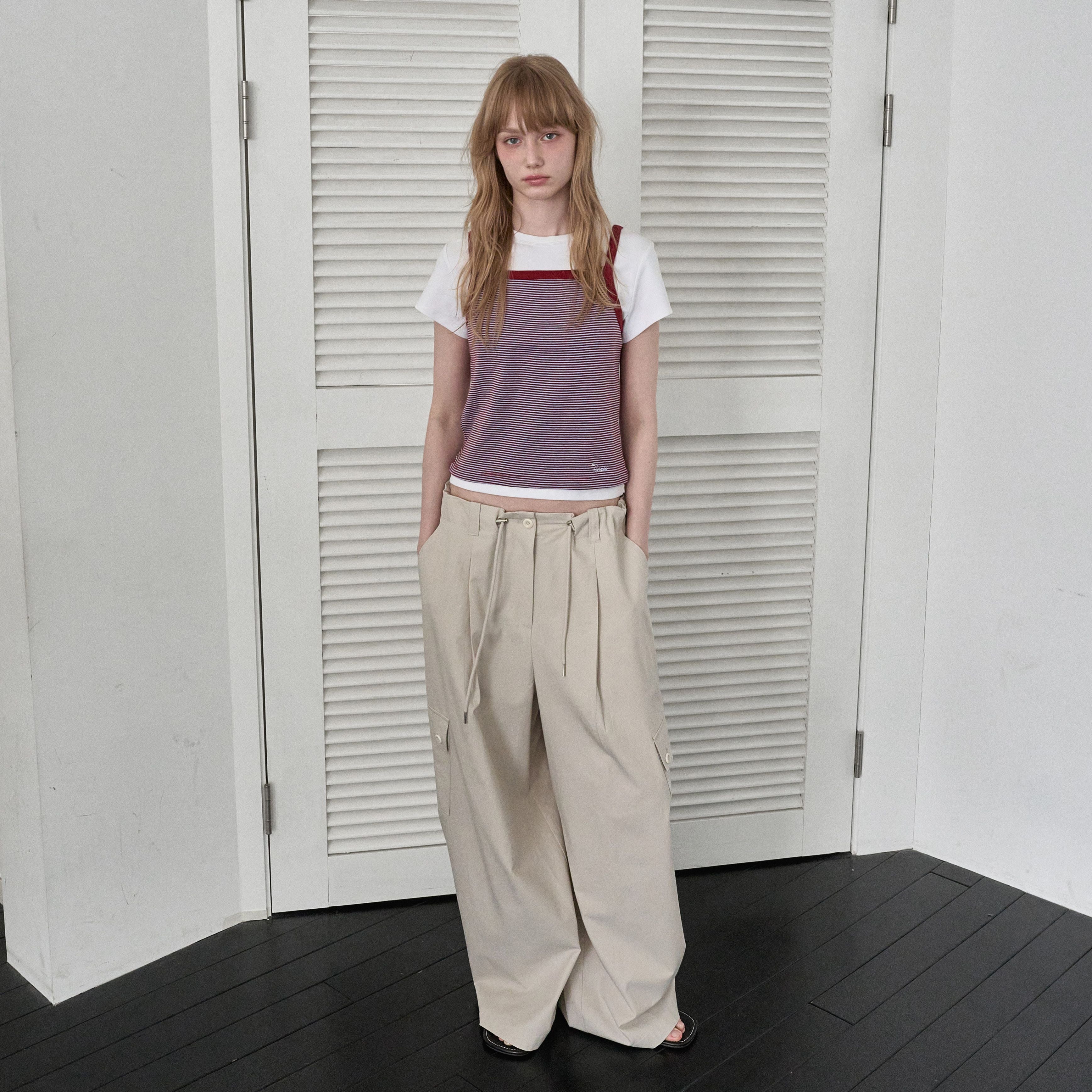 FOREU [29CM Exclusive] (1st) Cotton Stripe Sleeveless (Burgundy)