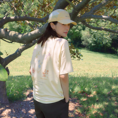 Cotton Women's Flower Graphic Short Sleeve T-Shirt Pastel Yellow (S26MWFTS67)