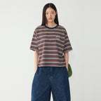 STUDIO TOMBOY Multi-stripe cropped t-shirt_Rust 9176322976