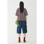 STUDIO TOMBOY Multi-stripe cropped t-shirt_Rust 9176322976
