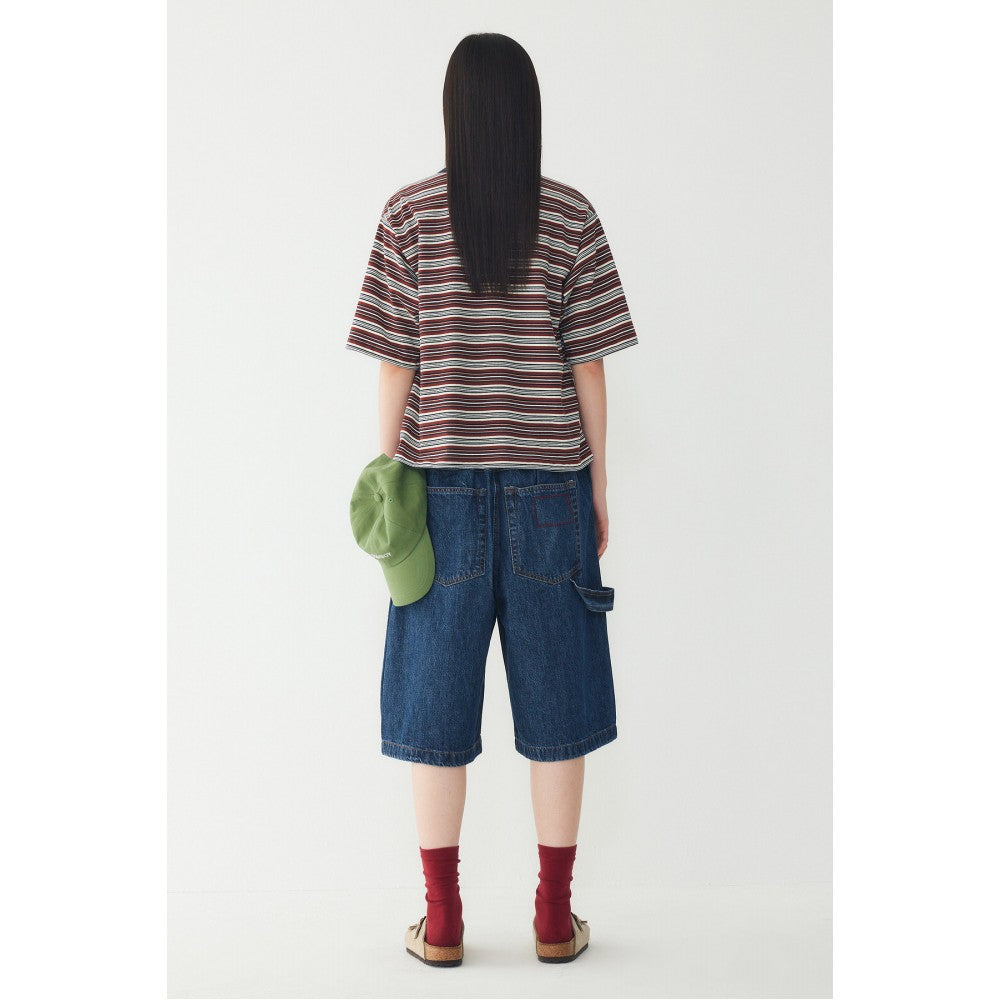 STUDIO TOMBOY Multi-stripe cropped t-shirt_Rust 9176322976