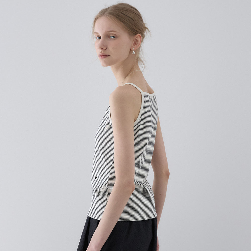 OUR HOPE Halterneck Striped Sleeveless - Ivory