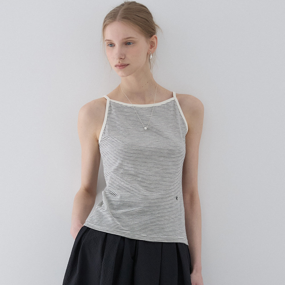 OUR HOPE Halterneck Striped Sleeveless - Ivory