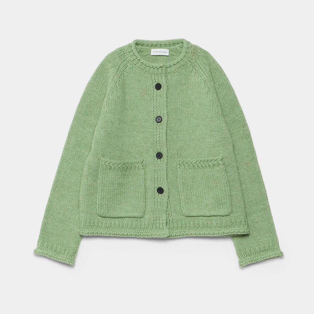 SHORT SENTENCE (concierge) (W) CHUNKY KNIT CREWNECK CARDIGAN (SAGE)