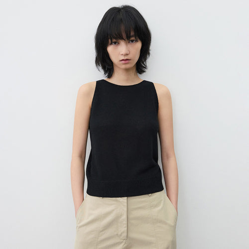 SUARE WOMEN (Women)Linen Crop Sleeveless Knit Black